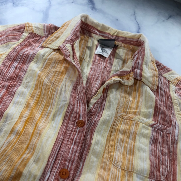 The North Face Red Yellow Striped Button Up Blouse - Picture 6 of 8